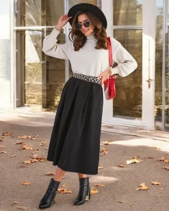 Spódnice^Royalfashion Bawełniana damska spódnica midi a'la sztruksowa czarny