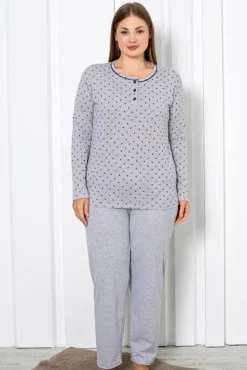 Piżamy^Royalfashion Bawełniana damska 2-częściowa piżama w serca PLUS SIZE Jasnoróżowy