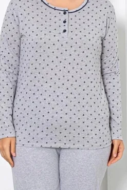 Piżamy^Royalfashion Bawełniana damska 2-częściowa piżama w serca PLUS SIZE Jasnoróżowy