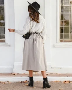 Spódnice^Royalfashion Bawełniana damska spódnica midi a'la sztruksowa beżowy