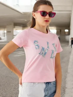 Bluzki / Koszule / Koszulki^Royalfashion Bawełniana damska bluzka z napisem zielony