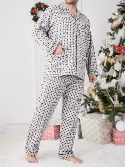 Piżamy^Royalfashion Bawełniana męska piżama 2- częściowa biały