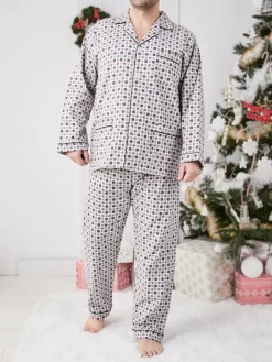 Piżamy^Royalfashion Bawełniana męska piżama 2- częściowa biały
