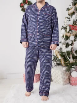 Piżamy^Royalfashion Bawełniana męska piżama 2- częściowa Granatowy