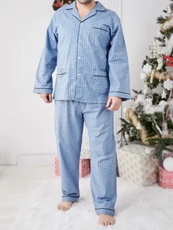 Piżamy^Royalfashion Bawełniana męska piżama 2- częściowa Ecru