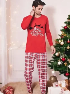 Plus Size|Piżamy^Royalfashion Bawełniana męska piżama świąteczna