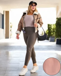 Legginsy / Tregginsy|Plus Size^Royalfashion Bawełniane ocieplane legginsy damskie PLUS SIZE gołębi szary