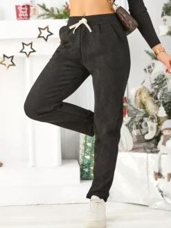 Spodnie Dresowe^Royalfashion Bawełniane spodnie dresowe damskie czarny