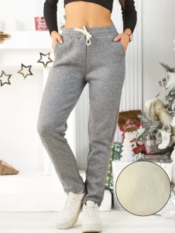 Spodnie Dresowe^Royalfashion Bawełniane spodnie dresowe damskie gołębi szary