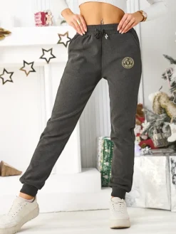 Spodnie Dresowe^Royalfashion Bawełniane spodnie dresowe damskie Ciemnoszary