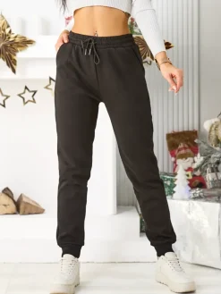 Spodnie Dresowe^Royalfashion Bawełniane spodnie dresowe damskie czarny