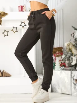 Spodnie Dresowe^Royalfashion Bawełniane spodnie dresowe damskie czarny