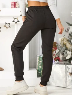 Spodnie Dresowe^Royalfashion Bawełniane spodnie dresowe damskie czarny