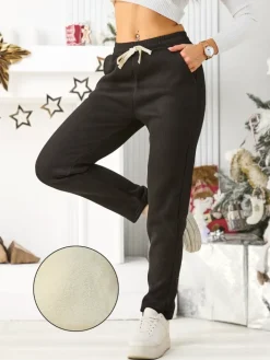 Spodnie Dresowe^Royalfashion Bawełniane spodnie dresowe damskie czarny