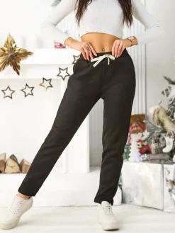 Spodnie Dresowe^Royalfashion Bawełniane spodnie dresowe damskie czarny