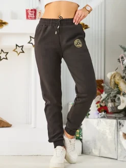 Spodnie Dresowe^Royalfashion Bawełniane spodnie dresowe damskie czarny