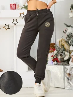 Spodnie Dresowe^Royalfashion Bawełniane spodnie dresowe damskie czarny