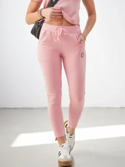 Spodnie Dresowe^Royalfashion Bawełniane spodnie dresowe damskie Jasny róż