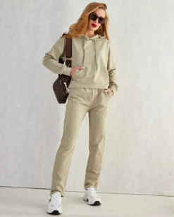 Komplety Damskie^Royalfashion Bawełniany damski komplet dresowy zielony