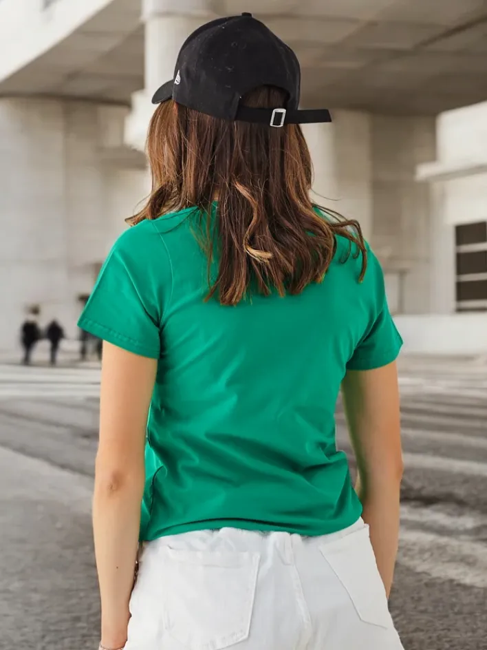 Bluzki / Koszule / Koszulki^Royalfashion Bawełniany damski t-shirt Bunny Say Be Real zielony