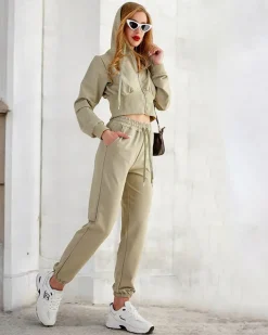 Komplety Damskie^Royalfashion Bawełniany damski komplet dresowy zielony