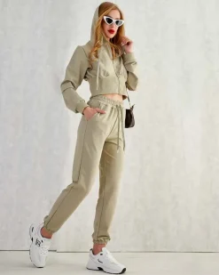 Komplety Damskie^Royalfashion Bawełniany damski komplet dresowy zielony