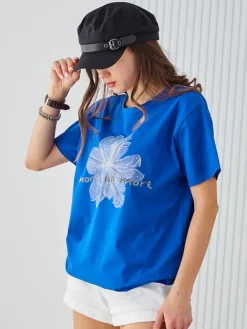 Bluzki / Koszule / Koszulki^Royalfashion Bawełniany damski t-shirt More and More Granatowy