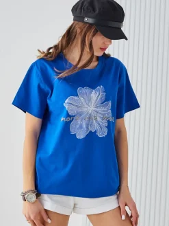 Bluzki / Koszule / Koszulki^Royalfashion Bawełniany damski t-shirt More and More Granatowy