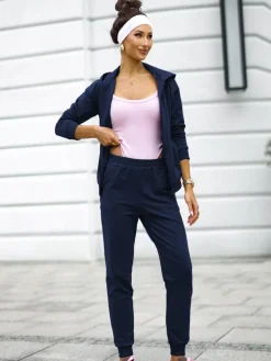 Komplety Damskie^Royalfashion Bawełniany Damski komplet dresowy Casual Dres Granatowy