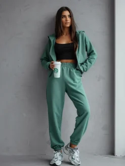 Komplety Damskie^Royalfashion Bawełniany damski komplet dresowy zielony