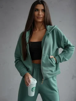 Komplety Damskie^Royalfashion Bawełniany damski komplet dresowy zielony