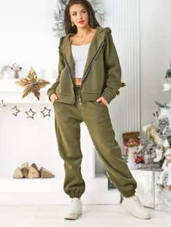 Komplety Damskie^Royalfashion Bawełniany damski komplet dresowy zielony