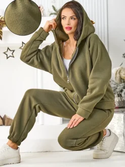 Komplety Damskie^Royalfashion Bawełniany damski komplet dresowy zielony