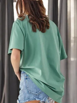 Bluzki / Koszule / Koszulki^Royalfashion Bawełniany damski t-shirt z printem zielony