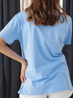 Bluzki / Koszule / Koszulki^Royalfashion Bawełniany damski t-shirt LOVE z cyrkoniami Ecru