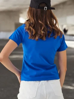 Bluzki / Koszule / Koszulki^Royalfashion Bawełniany damski t-shirt Bunny Say Be Real Granatowy