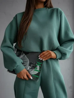 Komplety Damskie^Royalfashion Bawełniany damski komplet dresowy zielony