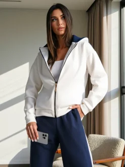 Komplety Damskie^Royalfashion Bawełniany damski komplet dresowy Granatowy