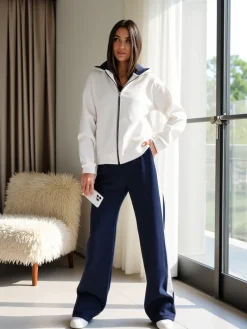 Komplety Damskie^Royalfashion Bawełniany damski komplet dresowy Granatowy