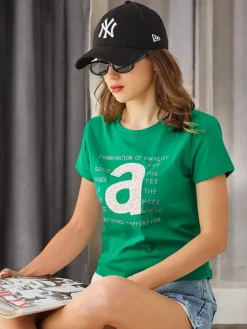 Bluzki / Koszule / Koszulki^Royalfashion Bawełniany damski t-shirt Combination Of Owality zielony