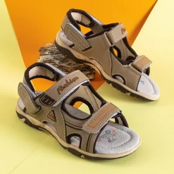 Chłopięce^Royalfashion Beżowe chłopięce sandały na rzepy Elbrus beżowy