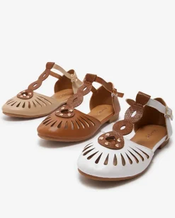 Baleriny Klasyczne^Royalfashion Beżowe damskie baleriny ażurowe z wycięciem po bokach Erraf beżowy