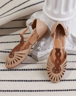 Baleriny Klasyczne^Royalfashion Beżowe damskie baleriny ażurowe z wycięciem po bokach Erraf beżowy