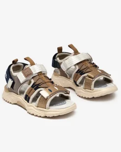 Chłopięce^Royalfashion Beżowe dziecięce sandałki na rzepy Meteris beżowy