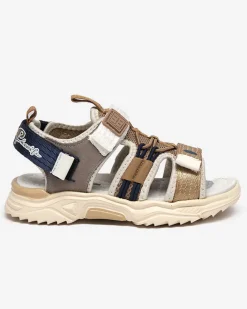 Chłopięce^Royalfashion Beżowe dziecięce sandałki na rzepy Meteris beżowy