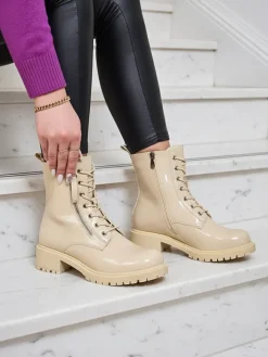 Workery|Botki Z Delikatnym Ociepleniem^Royalfashion Beżowe eko skórzane damskie botki workery Seddaga beżowy