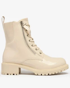 Workery|Botki Z Delikatnym Ociepleniem^Royalfashion Beżowe eko skórzane damskie botki workery Seddaga beżowy