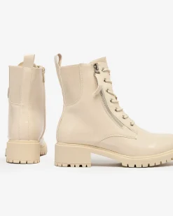 Workery|Botki Z Delikatnym Ociepleniem^Royalfashion Beżowe eko skórzane damskie botki workery Seddaga beżowy