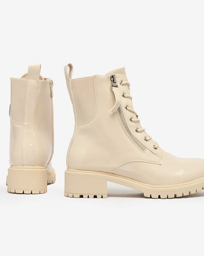 Workery|Botki Z Delikatnym Ociepleniem^Royalfashion Beżowe eko skórzane damskie botki workery Seddaga beżowy