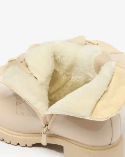 Workery|Botki Z Delikatnym Ociepleniem^Royalfashion Beżowe eko skórzane damskie botki workery Gaddaxa beżowy